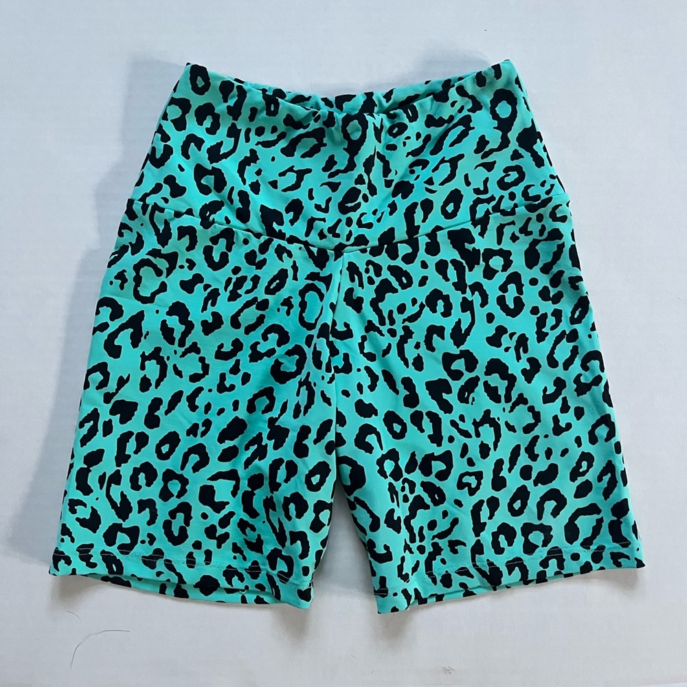 Booty By Brabants Neon Teal Animal Print Workout Shorts
